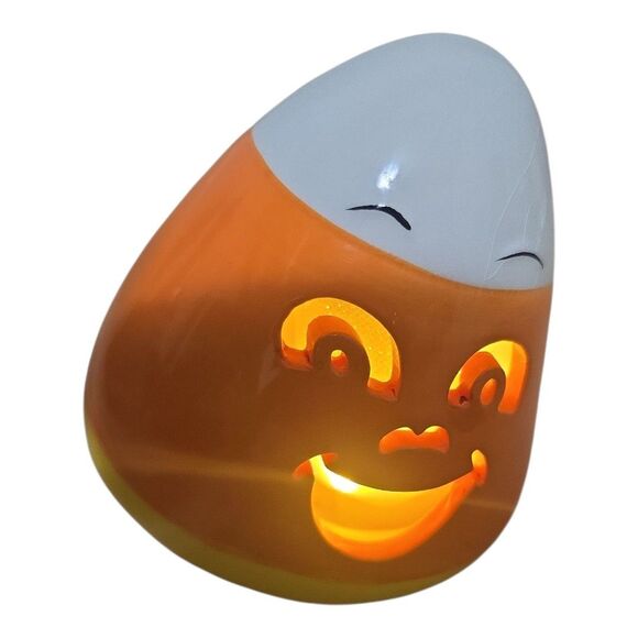 Mr. Halloween Ceramic Candy Corn With Faces Mr. Christmas Light Up Candy Corn - Picture 5 of 15